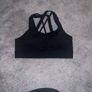 Sleek Black Strappy Sports Bra